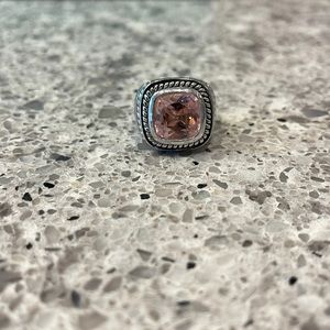 Sterling silver ring with pink gemstone